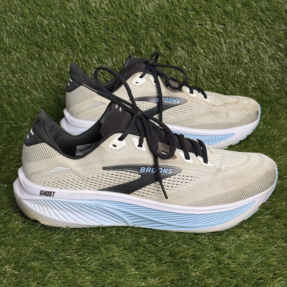 Brooks Ghost 18 Mens Size 11.5 EE White Blue Athletic Running Shoes Sneakers